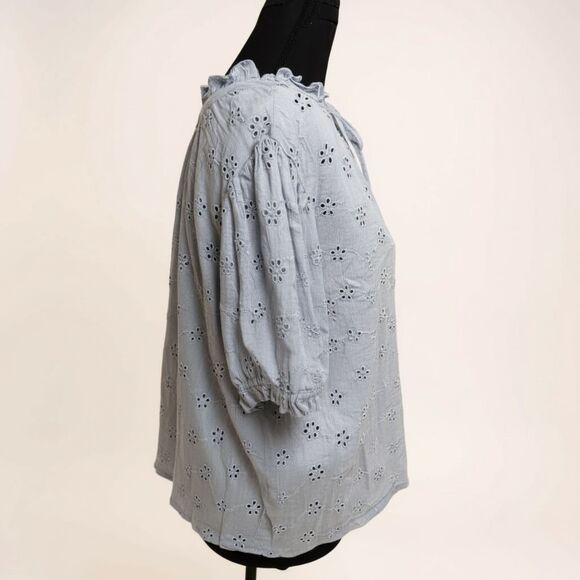 Free People Letters to Juliet Eyelet Top Size M White 100% Cotton Boho Chic - Picture 4 of 6